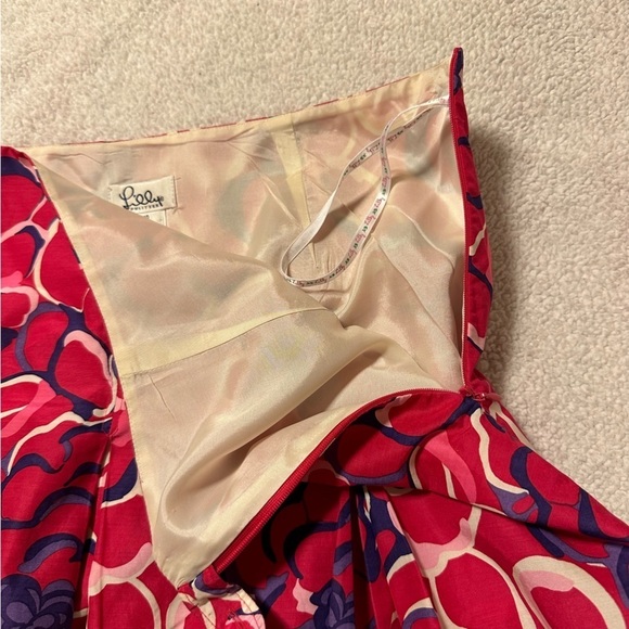 Lilly Pulitzer Silk Festiva Print Pleated Skirt Pink Floral Vintage Vtg - Picture 7 of 10